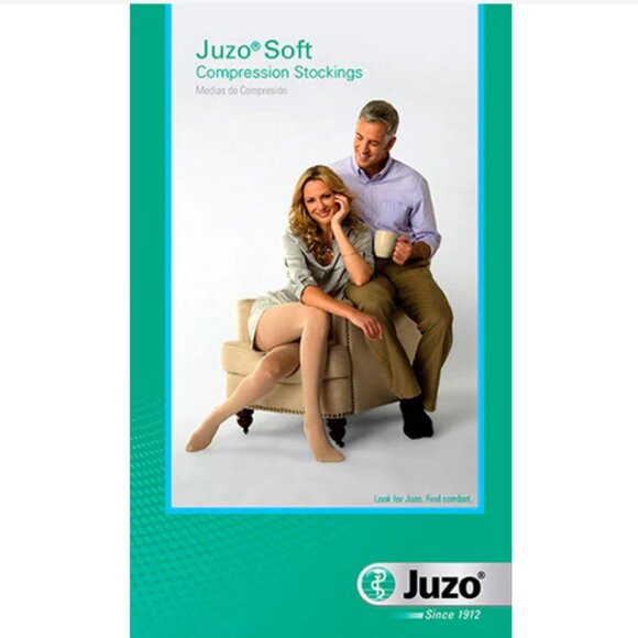 Juzo Soft Knee High, 20-30 mmHg, Silicone Band, Open Toe Compression Socks - Picture 3 of 5